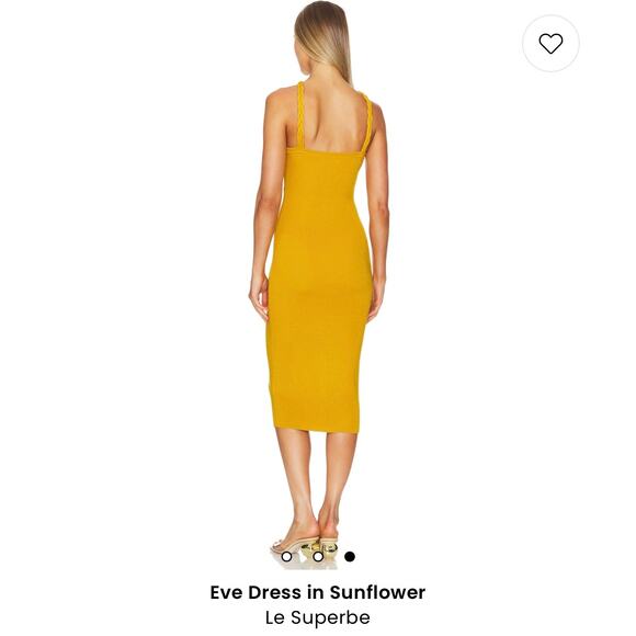 Le Superbe Eve Dress, Knit Stretch Maxi, Body Con, Yellow Halter, Womens Size M - Picture 2 of 10